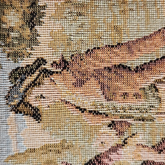 Vintage framed Embroidery Tapestry French Courtship Scene Galente Style France - Picture 4 of 16